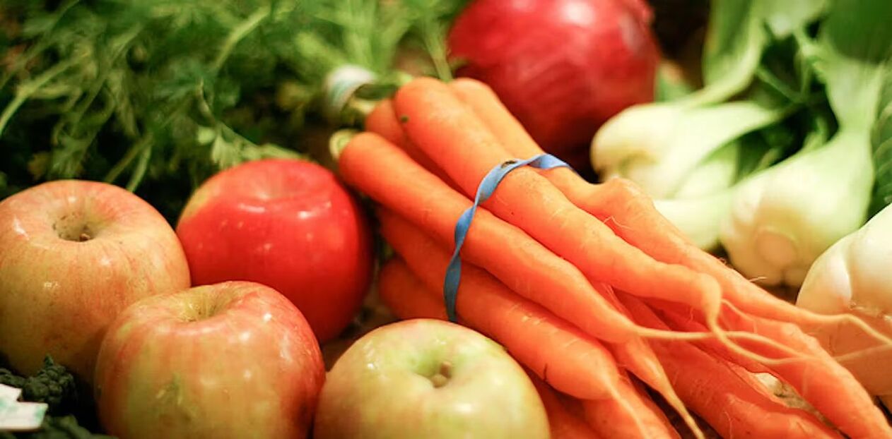 Vitaminas en verduras y frutas. 